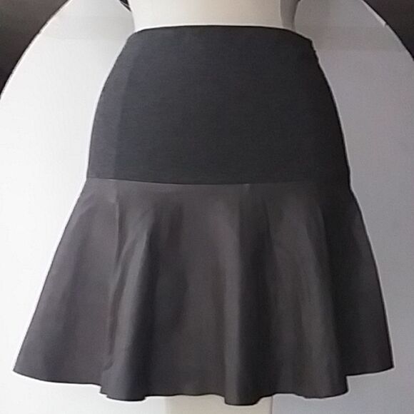 Hinge Leather Mini Skirt Circle Skater Y2K Buttery Soft Drop Waist Side Zip Gray - Picture 1 of 9